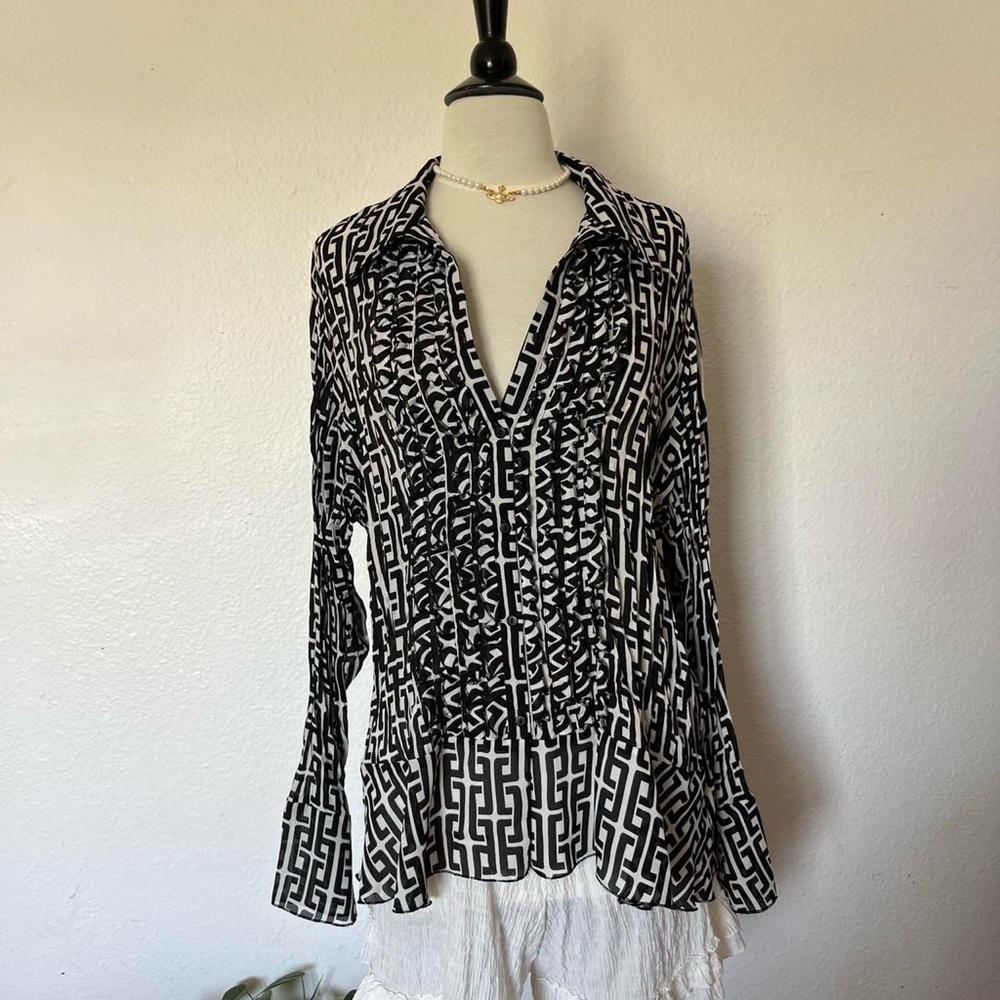 Worthington Monochrome Patterned Blouse